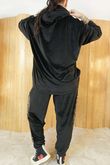 Binky Leopard Soft Stretch Velour Hoodie Lounge Suit Black